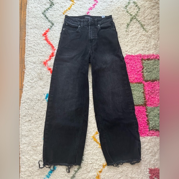 FRANK AND OAK black nina wide leg jeans - size 24 - Picture 1 of 2